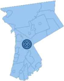 Westchester County NY map featuring Hawthorne NY, Coworking space at Hawthorne, NY